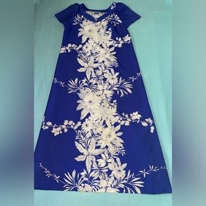 SAND PEBBLE OF HAWAII v-neck short sleeved floral maxi dress vintage NEW size M